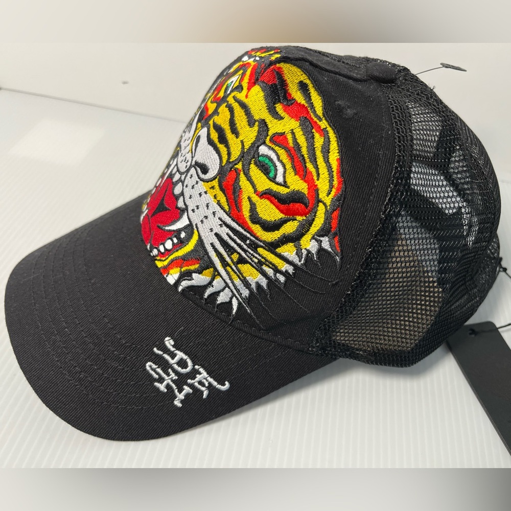 ED HARDY Embroidery Embellished and Mesh Combo Adjustable Circumference HAT - Picture 4 of 11